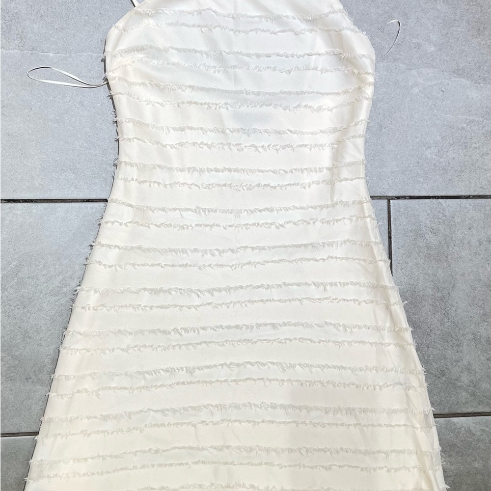 Cotton Candy White Pleated Halter Mini Dress